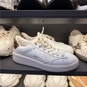 Golden Goose White Sneakers with Leopard Detail